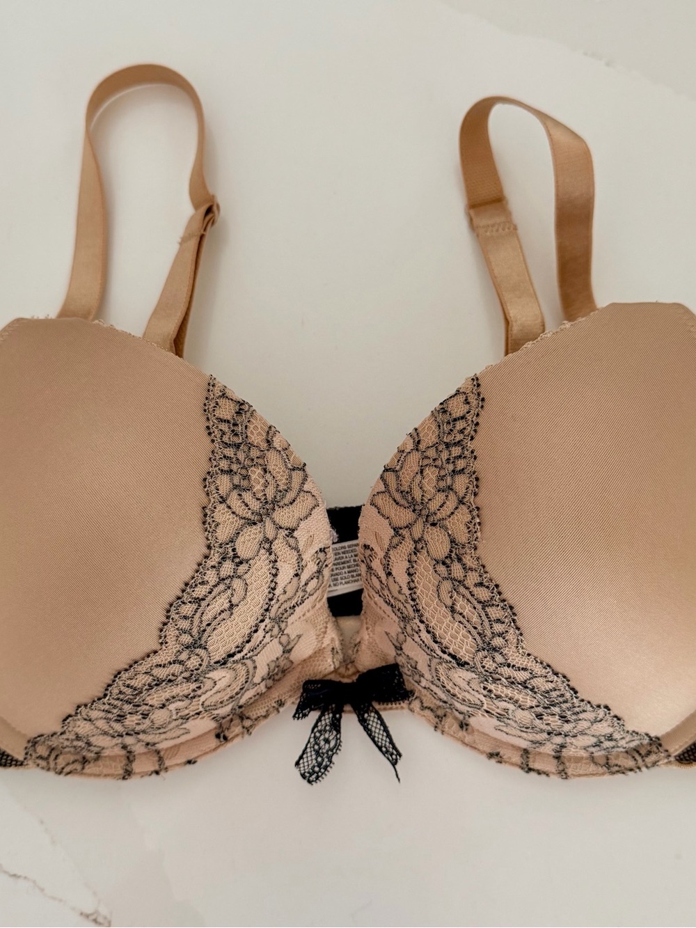 B. Tempt’D Nude Push-Up Bra with Black Lace Trim